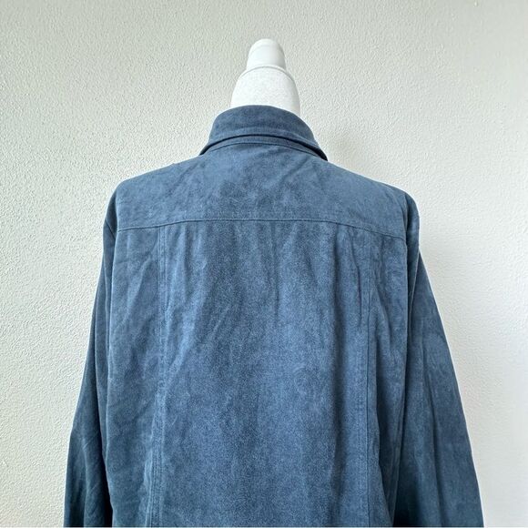 Ultra Suede Blue Jacket Military Style Long Sleeve - Picture 5 of 14